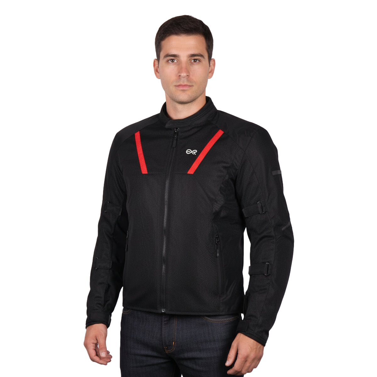 EverRide Urban Mesh Riding Jacket with CE Level 2 Protectors – 600D Heavy-Duty Fabric | Breathable & Durable Motorcycle Jacket | Black Red