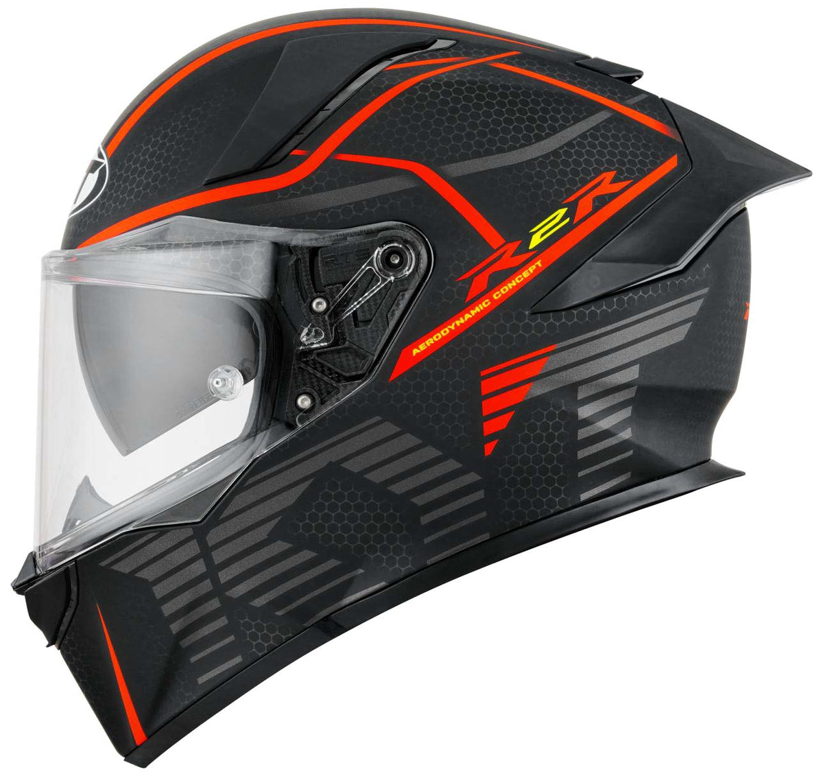 KYT R2R PRO CONCEPT MATT BLACK GUN METAL RED FLUO