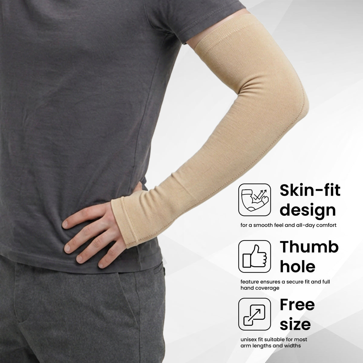 EverRide Arm Sleeves for Men & Women | Skin Fit | Thumb Hole | Free Size | UV Protection