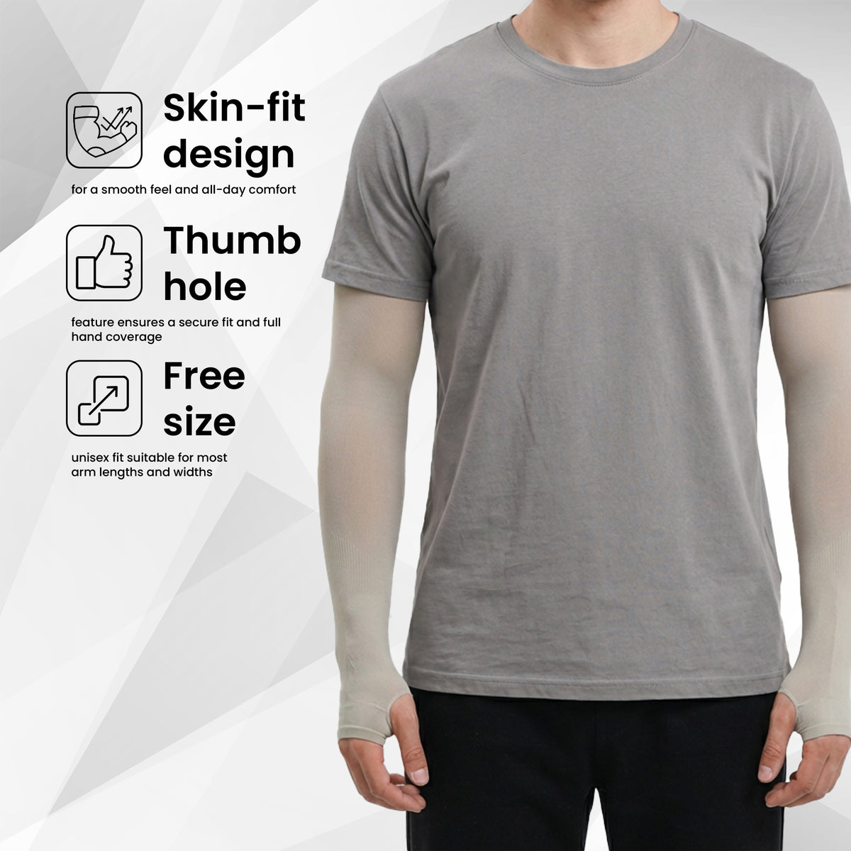 EverRide Arm Sleeves for Men & Women | Skin Fit | Thumb Hole | Free Size | UV Protection