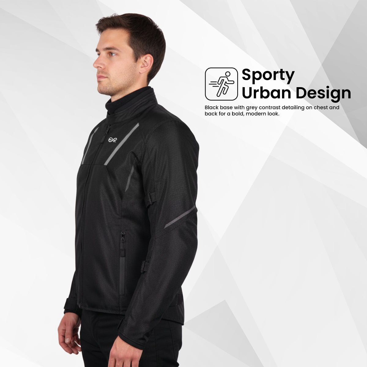 EverRide Urban Mesh Riding Jacket with CE Level 2 Protectors – 600D Heavy-Duty Fabric | Breathable & Durable Motorcycle Jacket | Black Grey