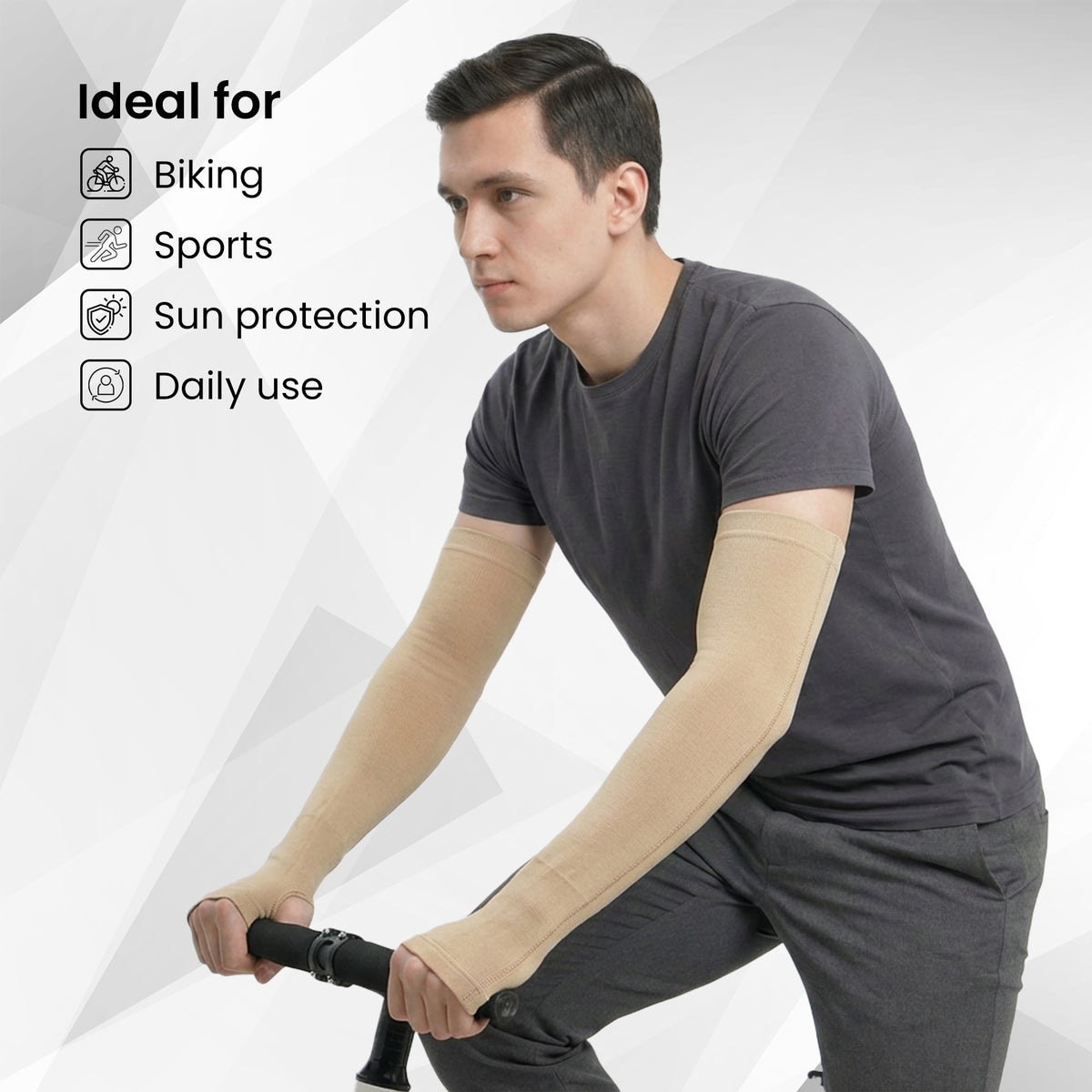EverRide Arm Sleeves for Men & Women | Skin Fit | Thumb Hole | Free Size | UV Protection