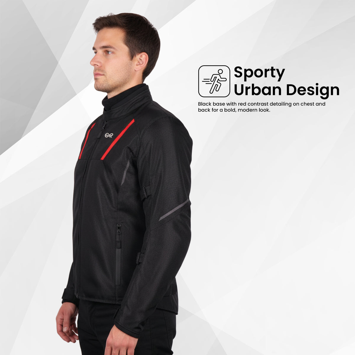 EverRide Urban Mesh Riding Jacket with CE Level 2 Protectors – 600D Heavy-Duty Fabric | Breathable & Durable Motorcycle Jacket | Black Red