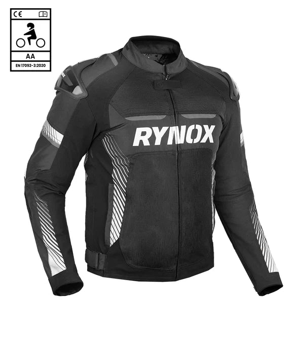 RYNOX APEX EVO JACKET - CE CERTIFIED CLASS AA BLACK WHITE