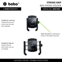 BOBO BM4 PRO Jaw-Grip Bike Phone Holder with Vibration Controller Motorcycle Mobile Mount