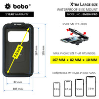 BOBO BM10H PRO Fully Waterproof Bike / Cycle Phone Holder with Vibration Controller Motorcycle Mobile Mount