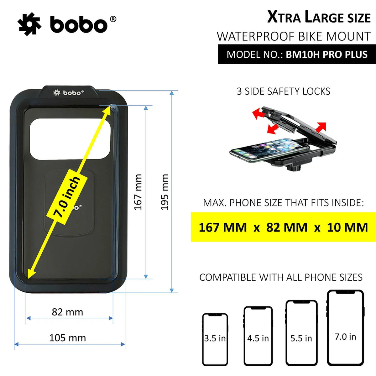 BOBO BM10H PRO PLUS Waterproof Bike Phone Mount with Vibration Damper
