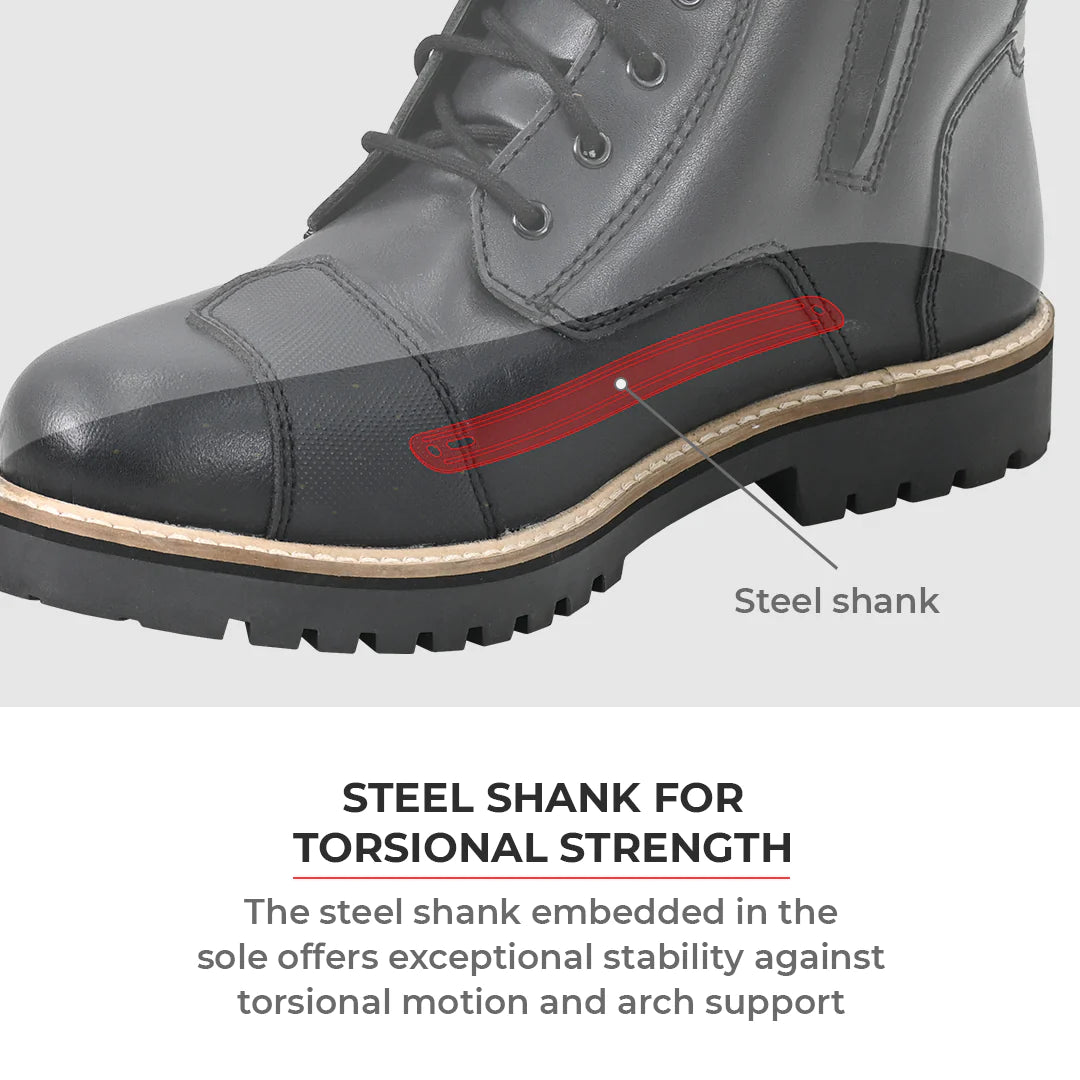 VIATERRA BRONSON - RETRO MOTORCYCLE RIDING BOOTS FOR MEN (BLACK)