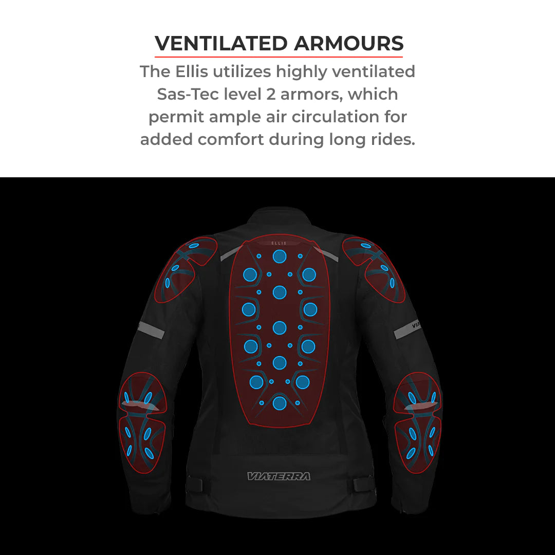 VIATERRA - ELLIS – WOMEN'S STREET MESH RIDING JACKET BLACK