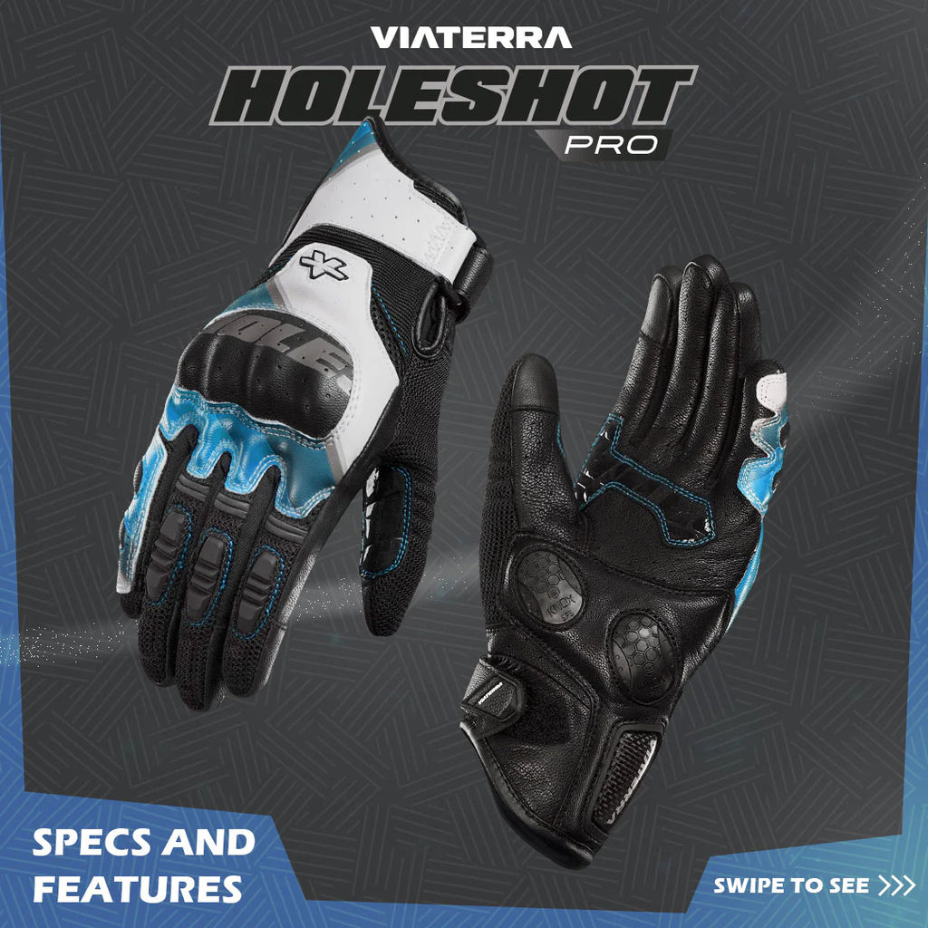 HOLESHOT PRO – SEMI GAUNTLET HYBRID RIDING GLOVES BLUE