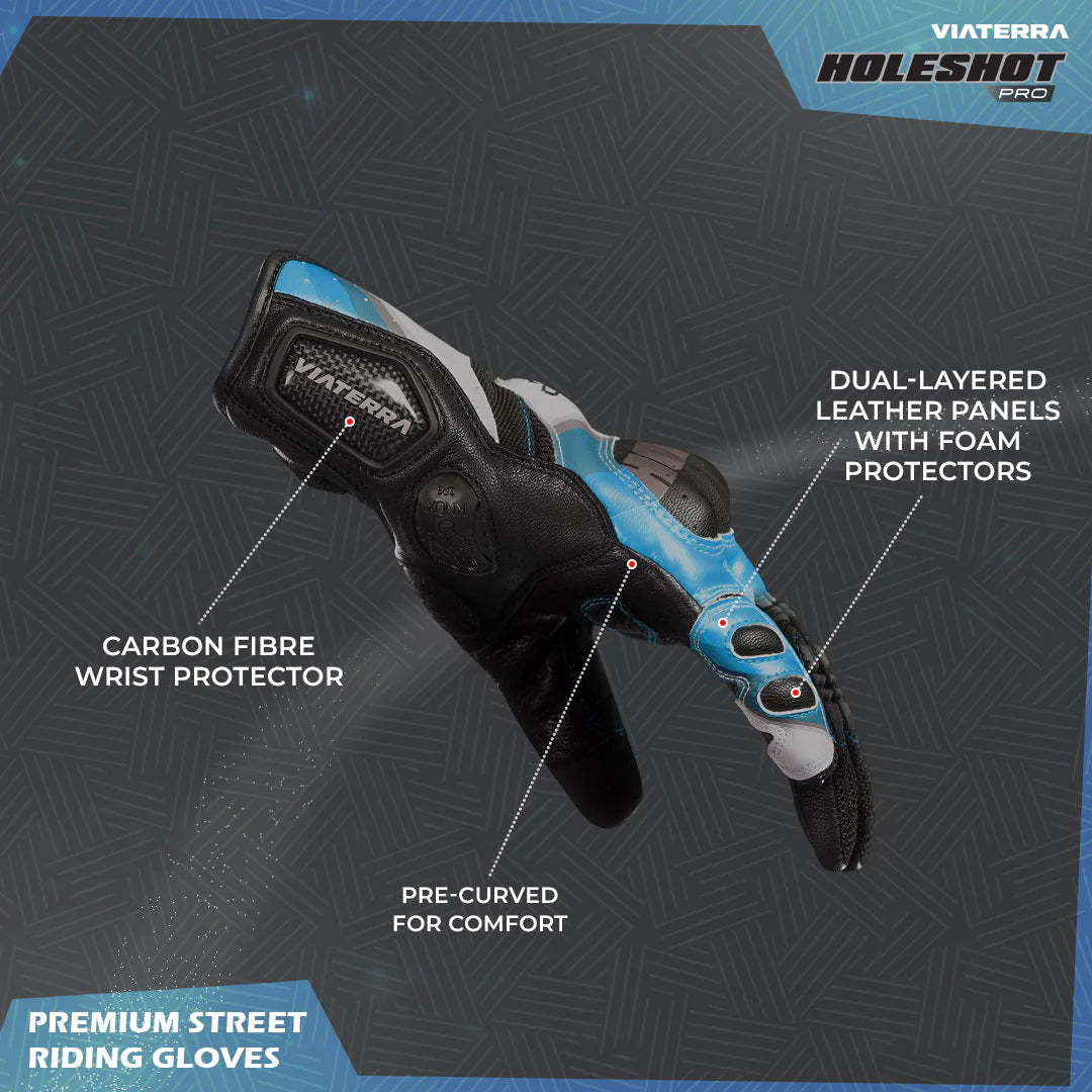 HOLESHOT PRO – SEMI GAUNTLET HYBRID RIDING GLOVES BLUE