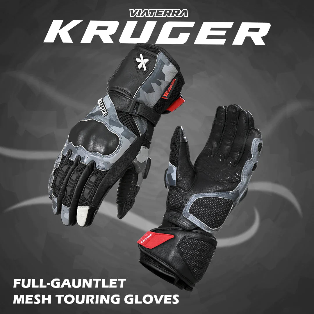 Viaterra Kruger - Motorcycle Riding Gloves Snow Camo