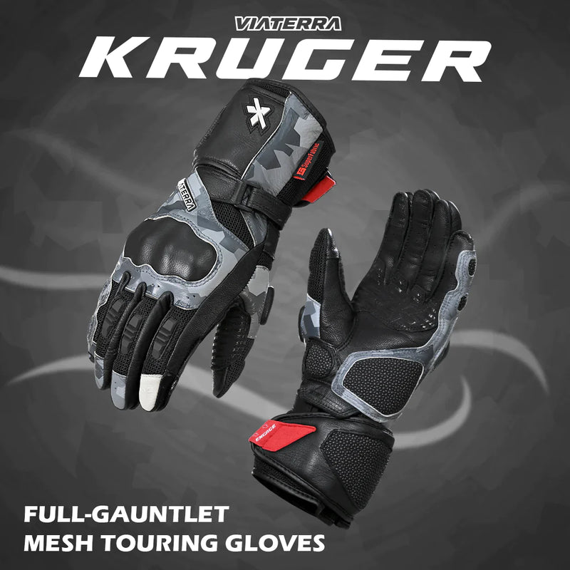 Viaterra Kruger - Motorcycle Riding Gloves Snow Camo