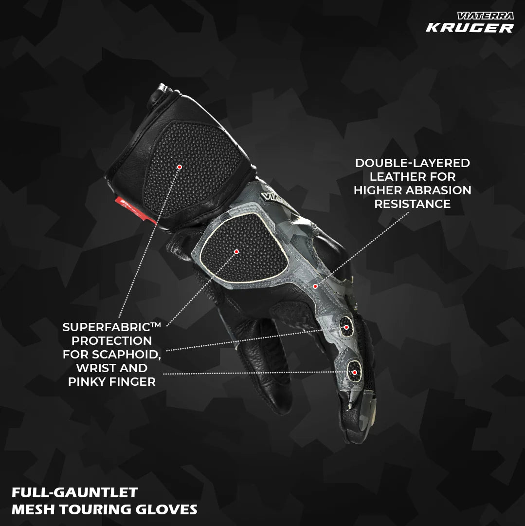 Viaterra Kruger - Motorcycle Riding Gloves Black