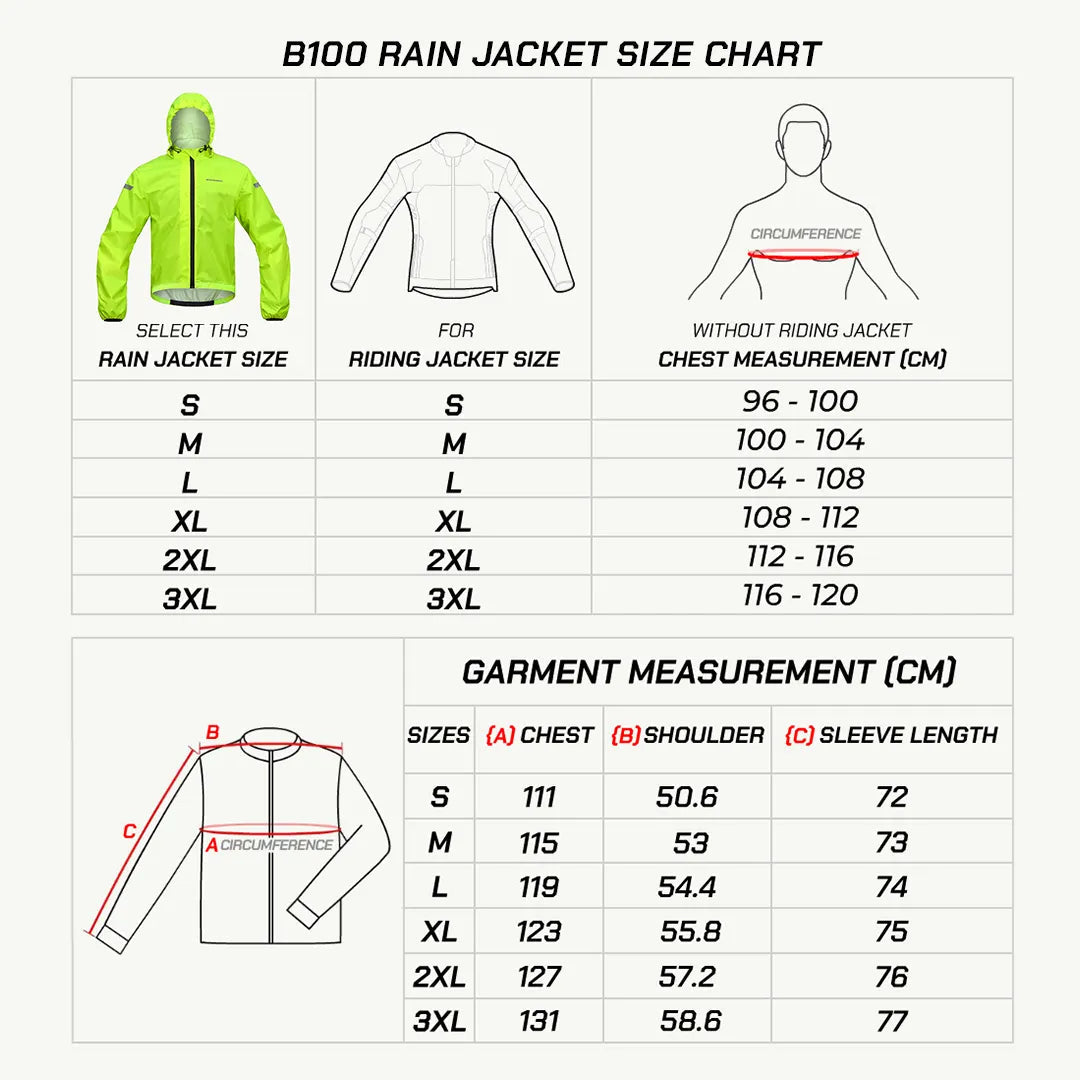 B100 Waterproof Motorcycle Rain Jacket (2026)