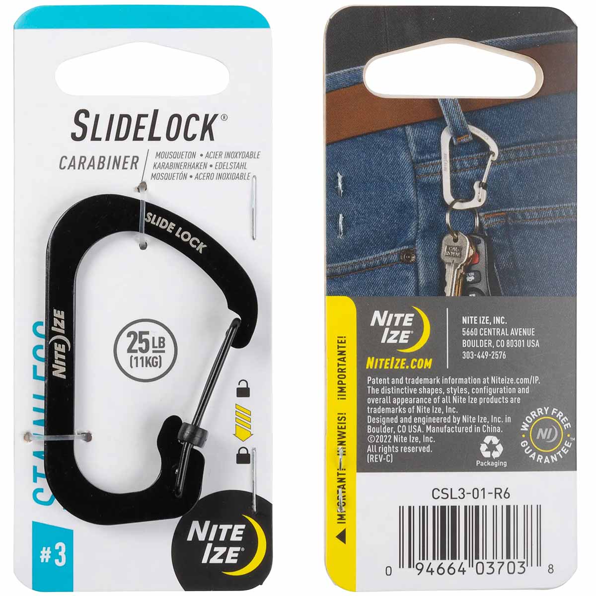 Nite Ize Carabiner with Slidelock #3 Black