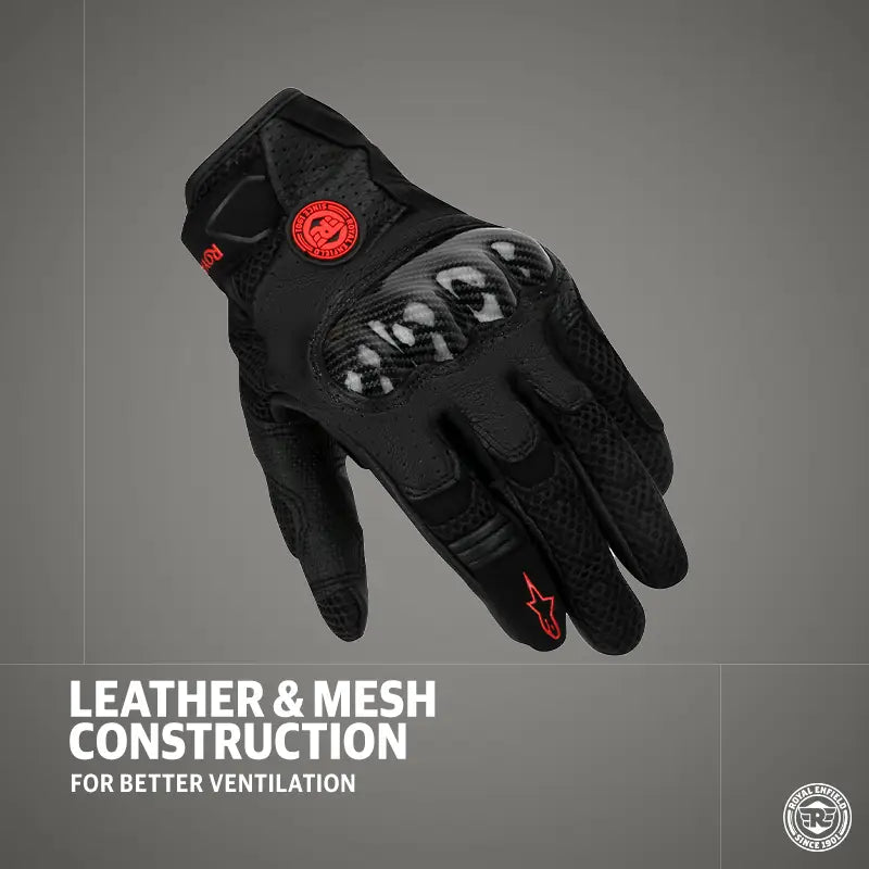 ROYAL ENFIELD SMX-1 V2 AIR SUMMER GLOVES - Black