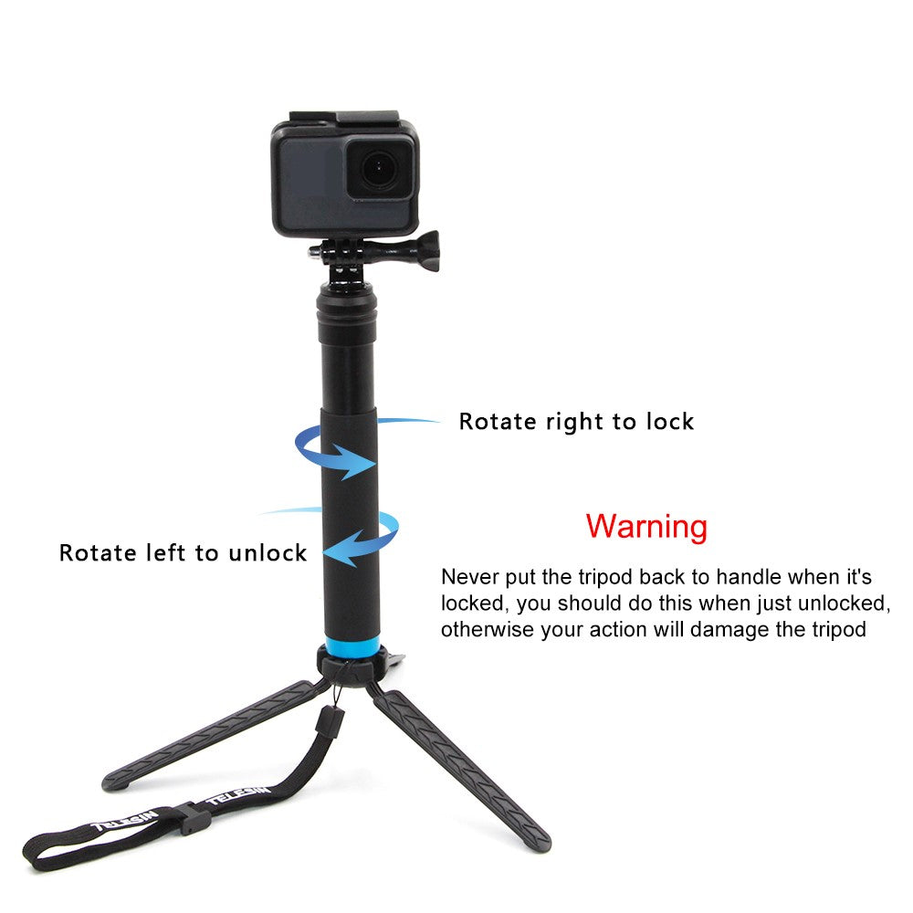 Selfie Stick with Aluminium Tripod Stand for GoPro, ActionCams