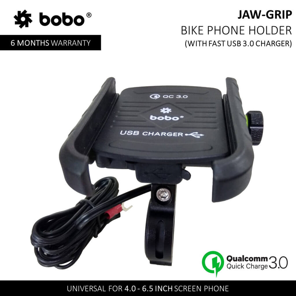 Jaw-Grip Motorcycle Mobile Mount With USB 3.0 Charger