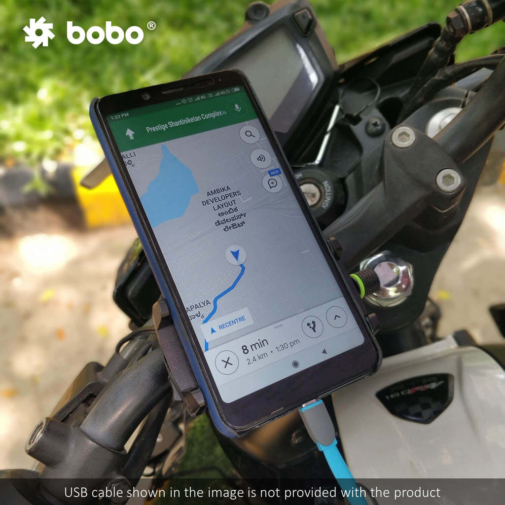 Bobo Claw-Grip Aluminum Motorcycle Mobile Mount With 2.5A USB Charger