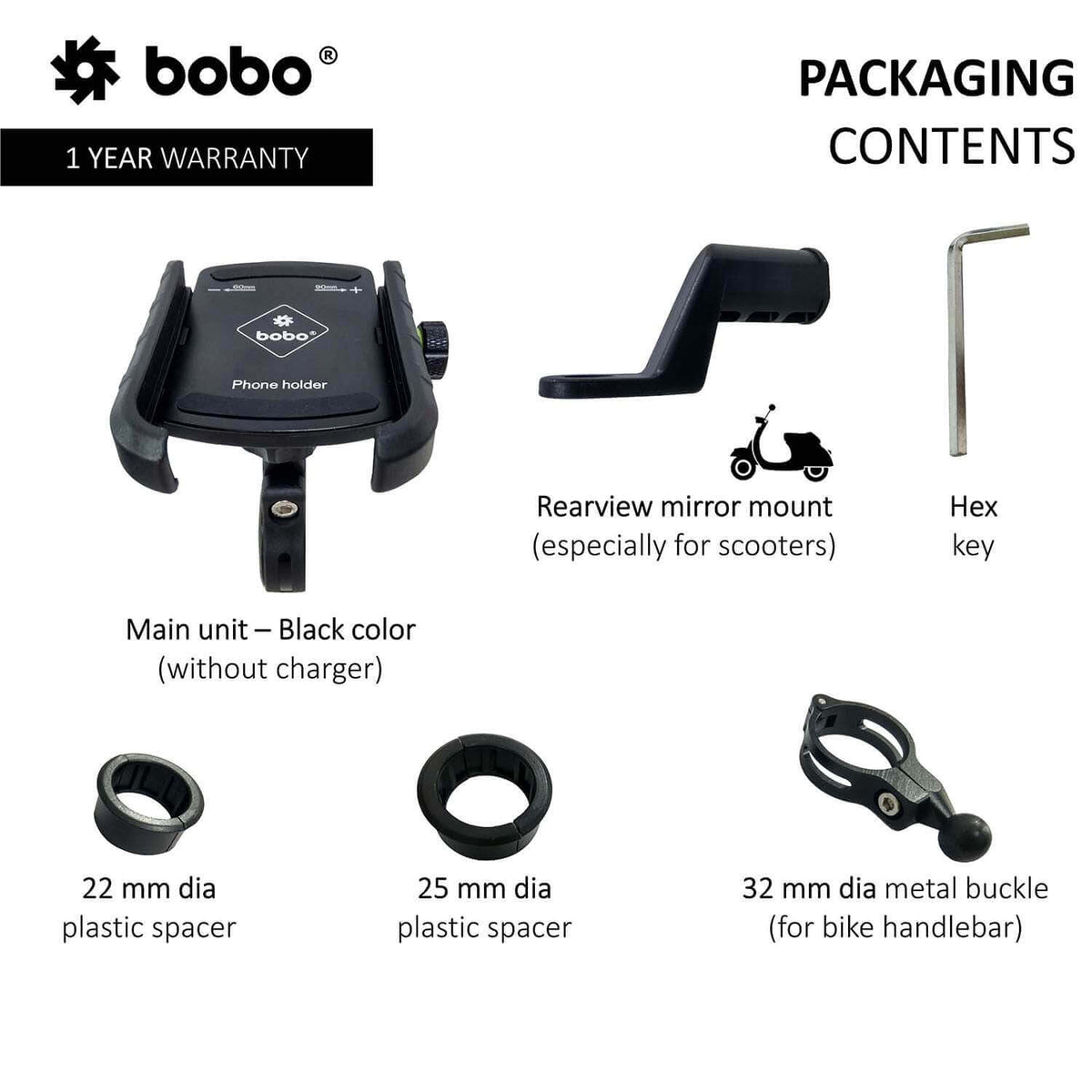 Bobo Jaw-Grip Aluminum Motorcycle Mobile Mount