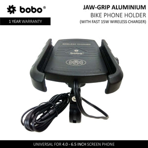 Jaw-Grip Motorcycle Mobile Mount With Fast 15W Wireless Charger