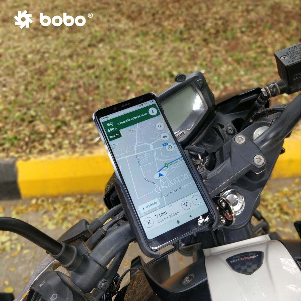 Jaw-Grip Motorcycle Mobile Mount With Fast 15W Wireless Charger