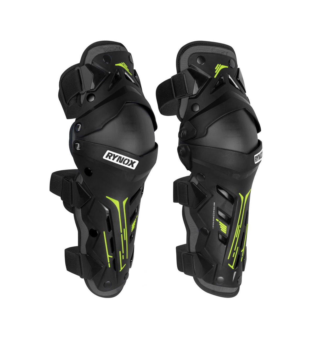 RYNOX BASTION BIONIC KNEE GUARDS - BLACK HI-VIZ GREEN