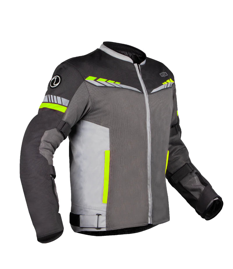 RYNOX AIR GT 4 JACKET- CE CERTIFIED CLASS A - Grey Hi-Viz Green