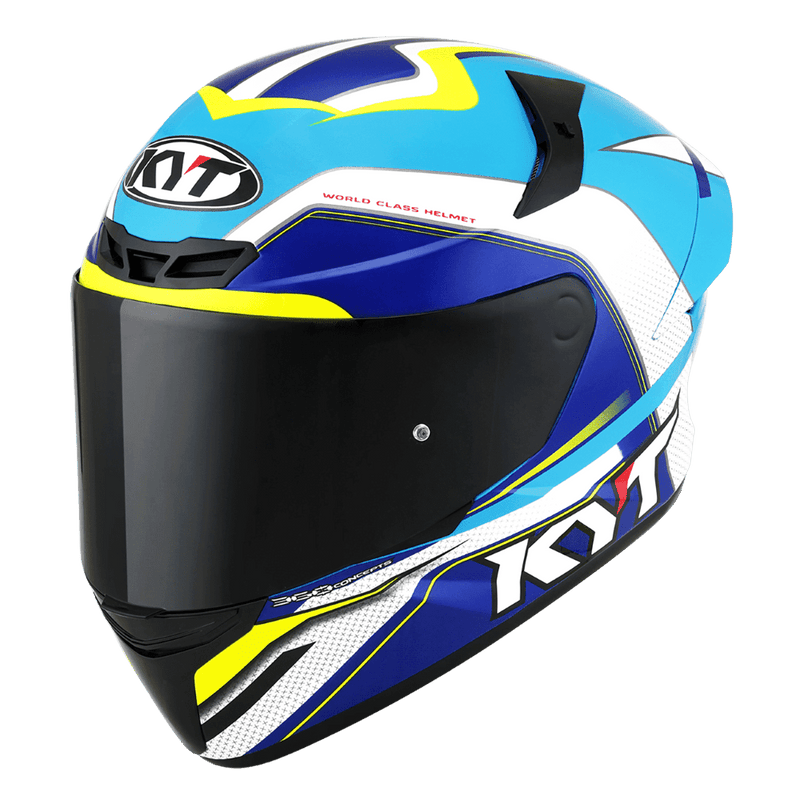 KYT TT-Course Grand Prix White/Light Blue – Lets Gear Up